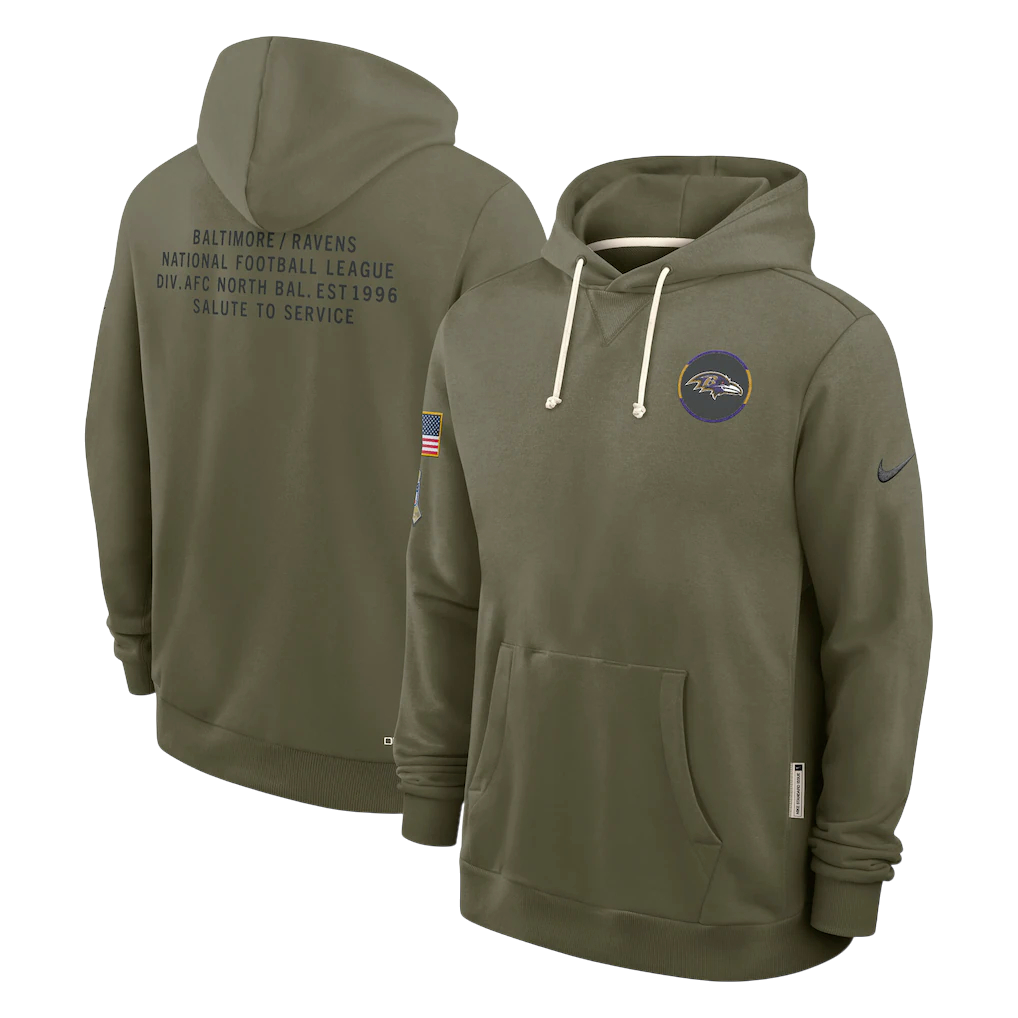 SUDADERA SALUTE TO SERVICE 2025 BALTIMORE RAVENS NFL HOMBRES