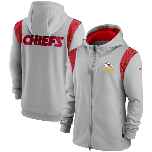 SUDADERA GRIS CON ZIPPER  KANSAS CITY CHIEFS NFL
