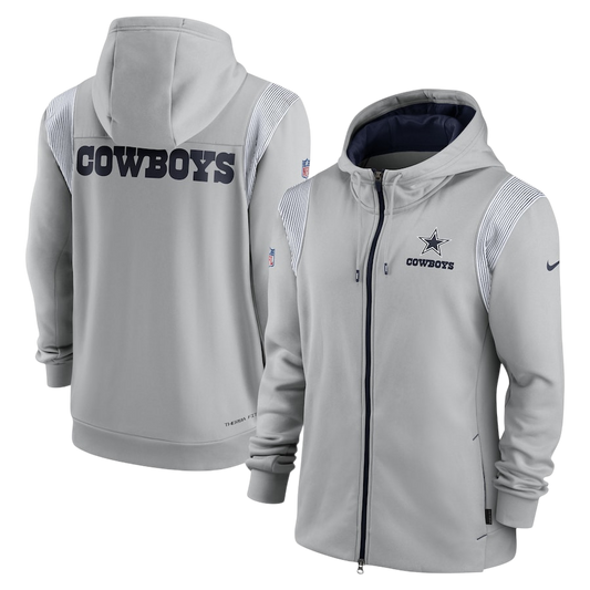SUDADERA COWBOYS GRIS CON ZIPPER NFL