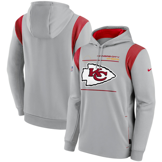 SUDADERA GRIS ESCUDO CENTRADO KANSAS CITY CHIEFS NFL