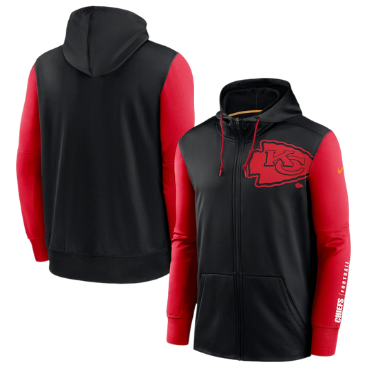 SUDADERA NEGRA CON MANGAS ROJAS  KANSAS CITY CHIEFS NFL