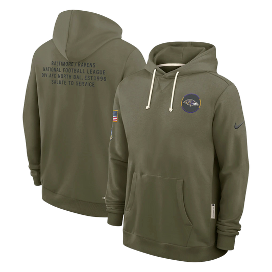 SUDADERA SALUTE TO SERVICE 2025 BALTIMORE RAVENS NFL HOMBRES